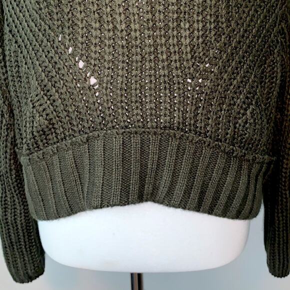 Moon & Madison Olive Green Open Knit Chunky Sweater Sz S - Picture 3 of 7